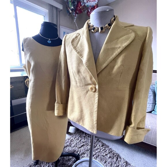KASPER Separates Blazer Jacket Dress Suit Size 12 Linen Blend 2 Pc Set Career - Picture 1 of 13